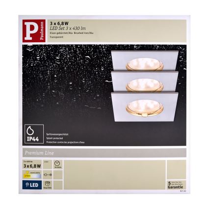 Paulmann 92762 - SADA 3x LED Koupelnové podhledové svítidlo PREMIUM LINE 3xLED/6,8W/230V