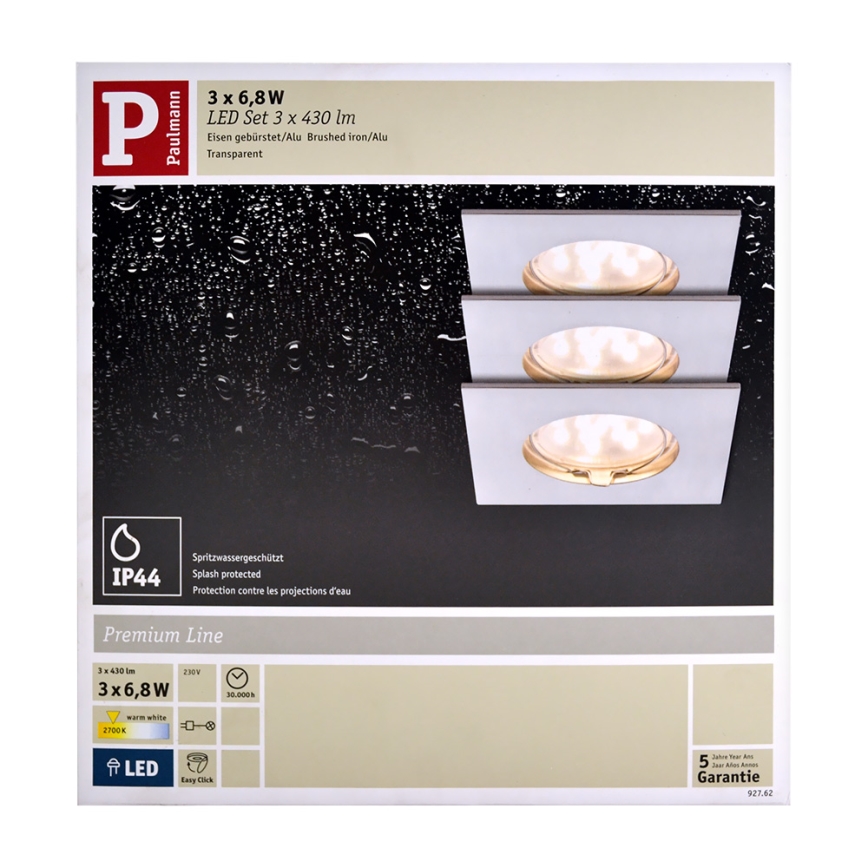 Paulmann 92762 - SADA 3x LED Koupelnové podhledové svítidlo PREMIUM LINE 3xLED/6,8W/230V