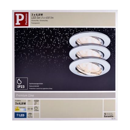 Paulmann 92770 - SADA 3xLED/6,8W Koupelnové podhledové svítidlo COIN 230V