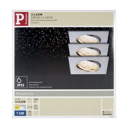 Paulmann 92773 - SADA 3xLED/6,8W Koupelnové podhledové svítidlo COIN 230V