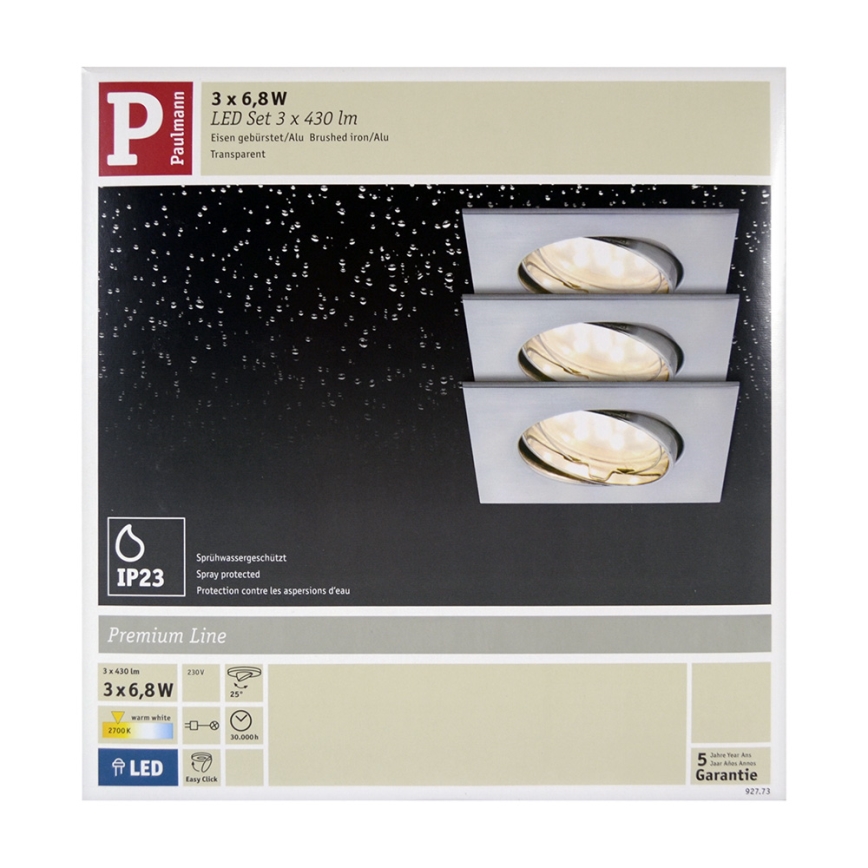 Paulmann 92773 - SADA 3xLED/6,8W Koupelnové podhledové svítidlo COIN 230V