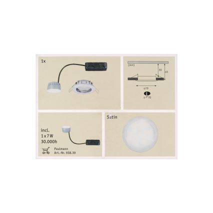 Paulmann 92828 - LED/7W IP44 Stmívatelné koupelnové svítidlo COIN 230V