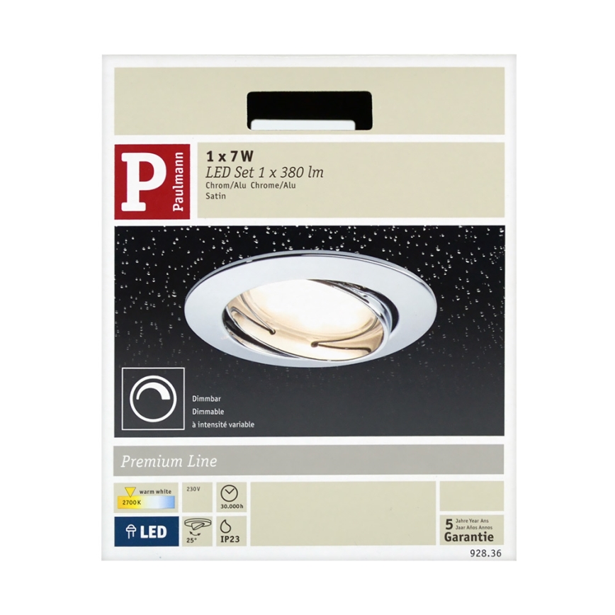 Paulmann 92836 - LED/7W Stmívatelné koupelnové podhledové svítidlo COIN 230V