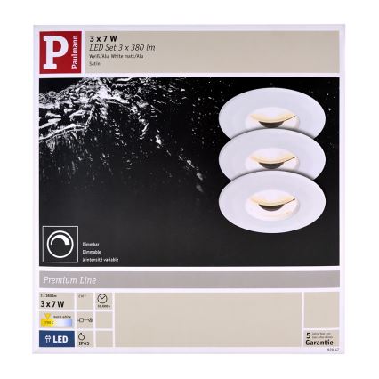Paulmann 92847 - SADA 3xLED/7W IP65 Stmívatelné koupelnové podhledové svítidlo COIN 230V