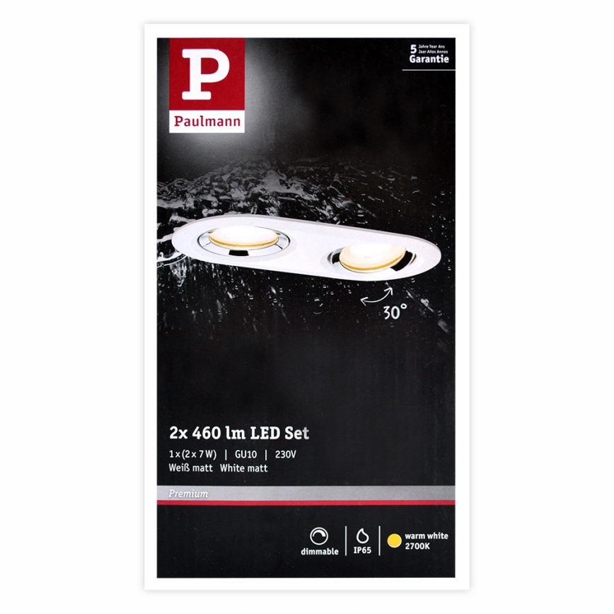 Paulmann 92901 - 2xLED-GU10/7W IP65 Stmívatelné koupelnové podhledové svítidlo NOVA 230V