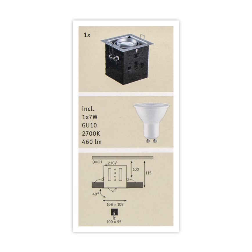 Paulmann 92905 - LED-GU10/7W Stmívatelné podhledové svítidlo CARDANO 230V