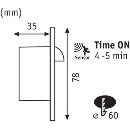 Paulmann 92925 - LED/2,7W Schodišťové svítidlo se senzorem WAND 230V 2700K