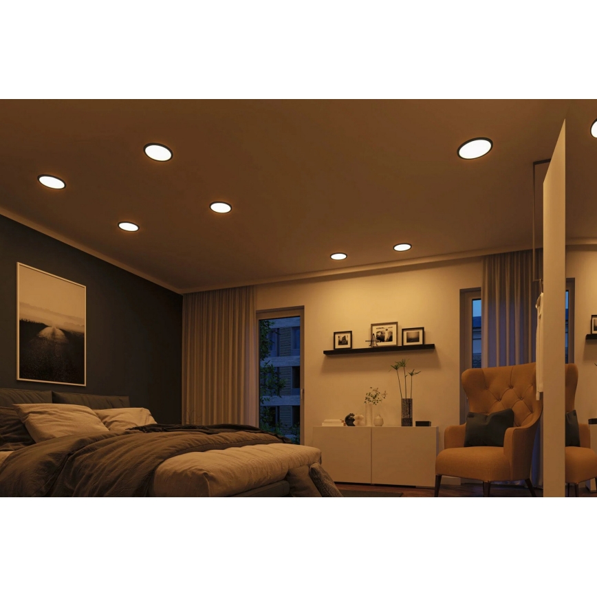 Paulmann 93102 - LED/16W IP44 Stmívatelné koupelnové podhledové svítidlo AREO 230V 2000/3000/4000K pr. 23 cm černá