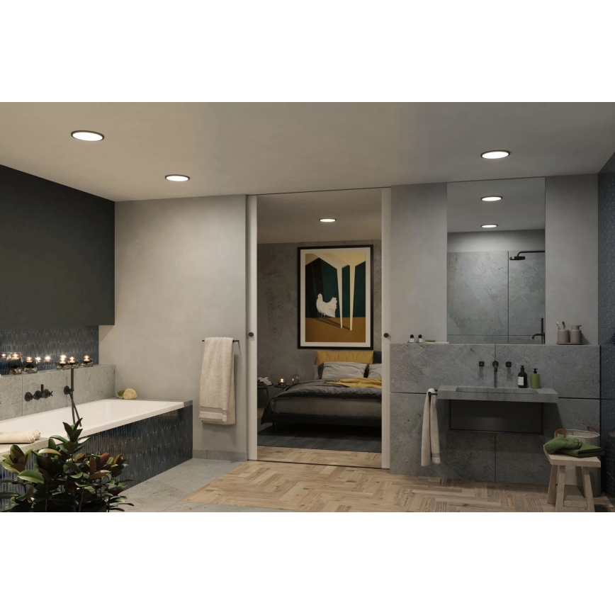 Paulmann 93102 - LED/16W IP44 Stmívatelné koupelnové podhledové svítidlo AREO 230V 2000/3000/4000K pr. 23 cm černá