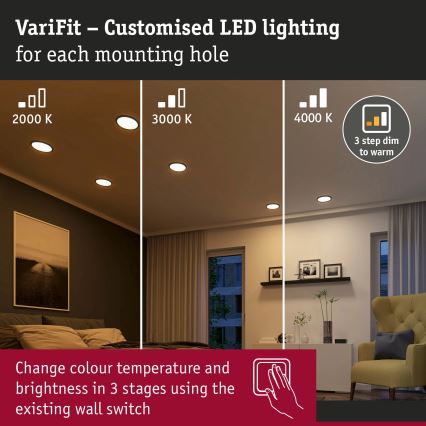 Paulmann 93102 - LED/16W IP44 Stmívatelné koupelnové podhledové svítidlo AREO 230V 2000/3000/4000K pr. 23 cm černá