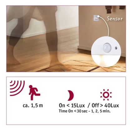 Paulmann  93133 - LED/1,2W Schodišťové svítidlo se senzorem EDGE 230V bílá