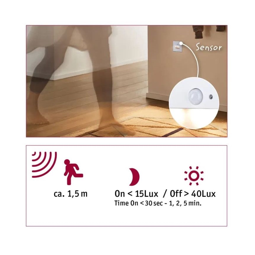Paulmann  93133 - LED/1,2W Schodišťové svítidlo se senzorem EDGE 230V bílá