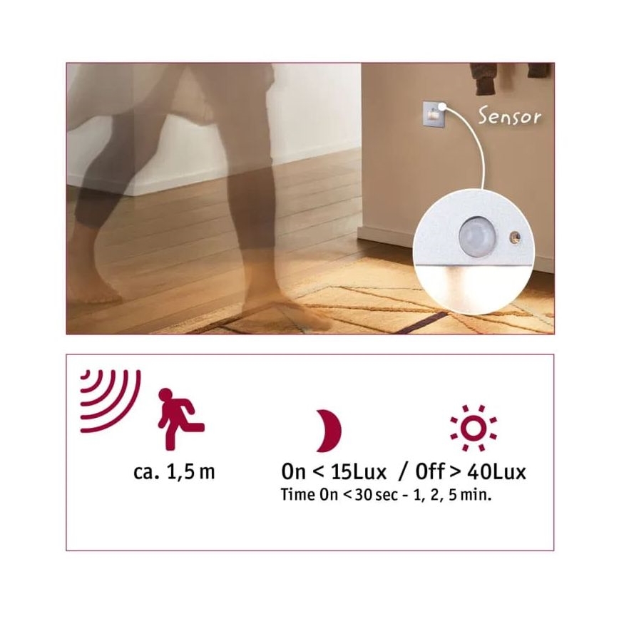 Paulmann  93134 - LED/1,2W Schodišťové svítidlo se senzorem EDGE 230V matný chrom