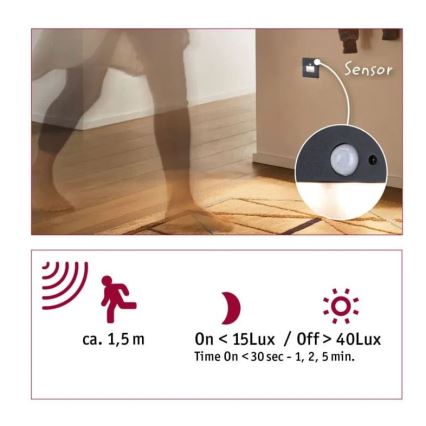 Paulmann  93135 - LED/1,2W Schodišťové svítidlo se senzorem EDGE 230V černá
