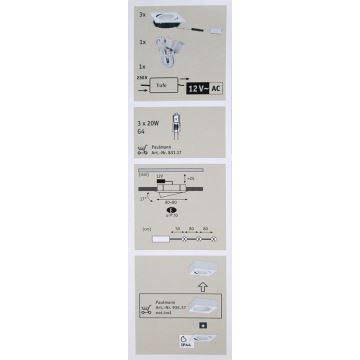 Paulmann 93530 - SADA 3xG4/20W IP44 Koupelnové podhledové svítidlo QUADRO 230V/12V