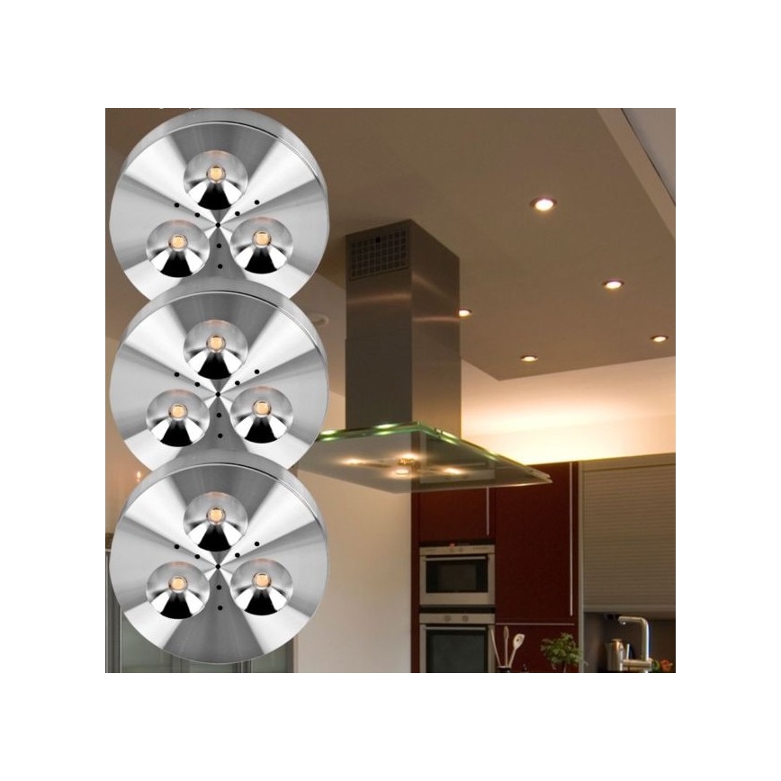 Paulmann 93546 - SADA 3x LED Podhledové svítidlo PLANE 3xLED/3W/230V