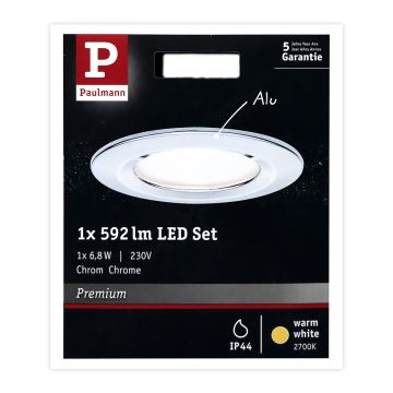 Paulmann 93861 - 1xLED/6,8W IP44 Koupelnové podhledové svítidlo COIN 230V