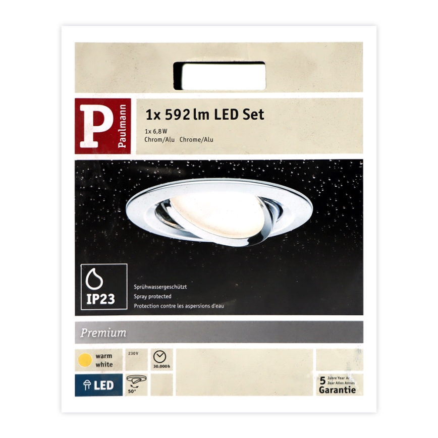 Paulmann 93867 - LED/6,8W IP23 Koupelnové podhledové svítidlo COIN 230V