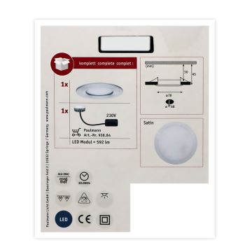 Paulmann 93896 - 1xLED/6,8W IP44 Koupelnové podhledové svítidlo COIN 230V