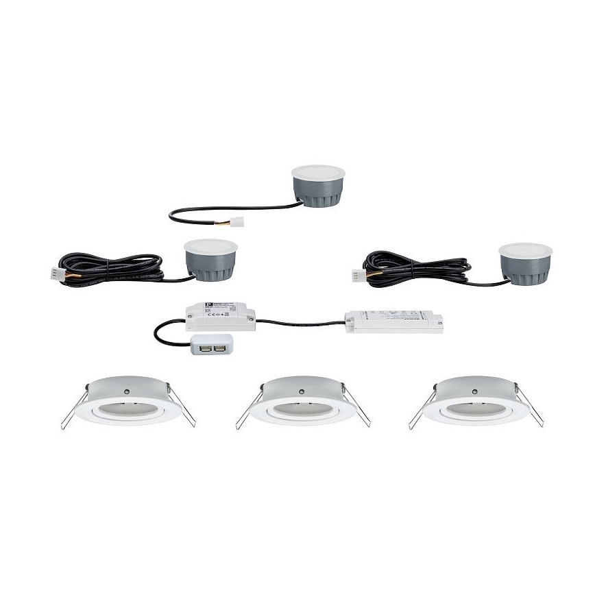 Paulmann 93936 - SADA 3x LED/6W Stmívatelné koupelnové podhledové svítidlo COIN 230V