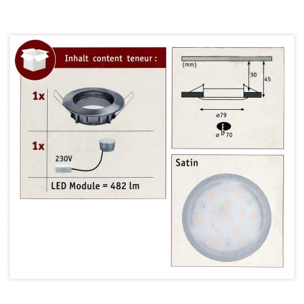 Paulmann 93957 - 1xLED/7W IP44 Stmívatelné koupelnové svítidlo COIN 230V