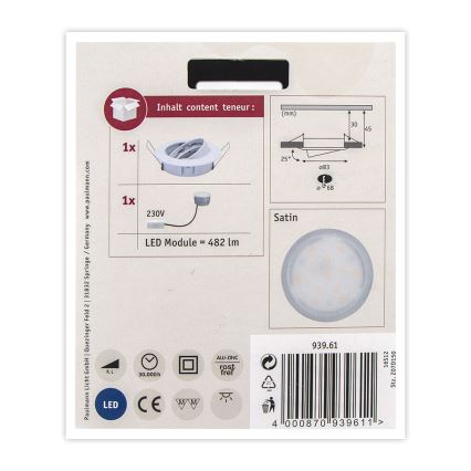 Paulmann 93961 - LED/7W IP23 Stmívatelné koupelnové podhledové svítidlo COIN 230V bílá