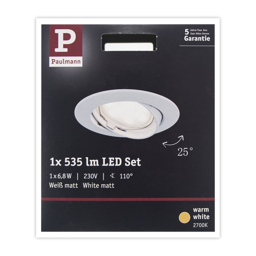 Paulmann 93977 - LED/6,8W IP23 Koupelnové podhledové svítidlo COIN 230V bílá