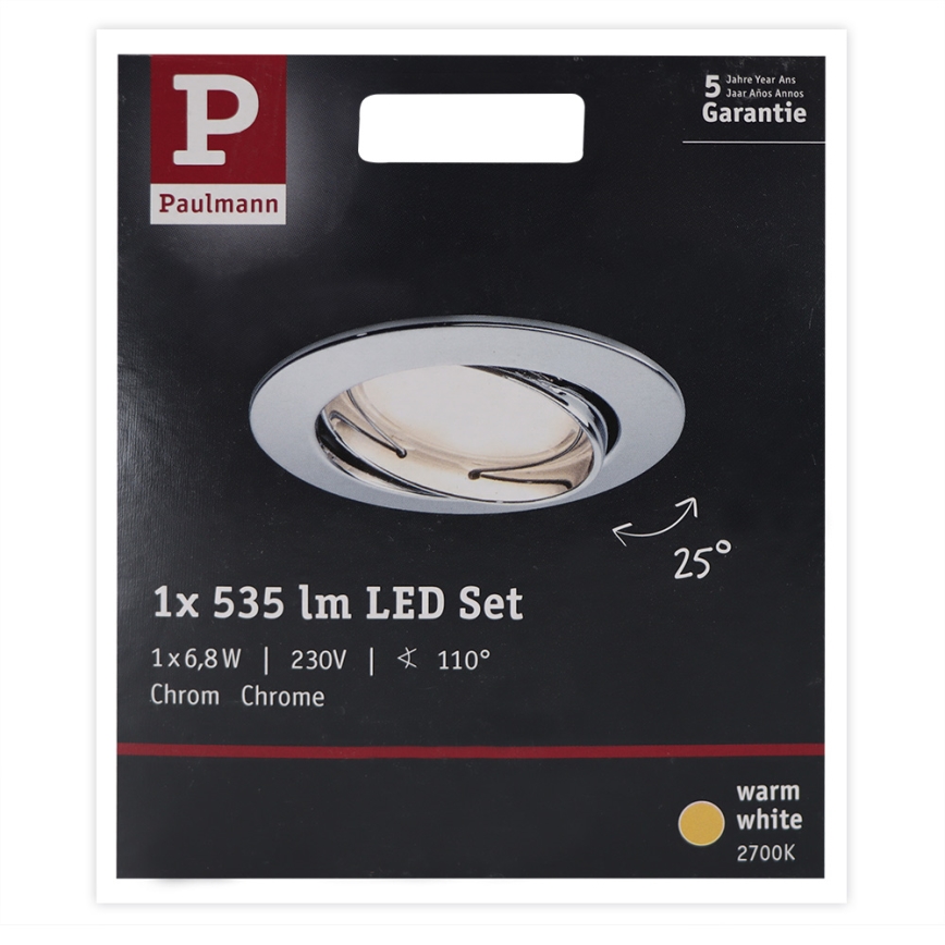 Paulmann 93981 - LED/6,8W IP23 Koupelnové podhledové svítidlo COIN 230V