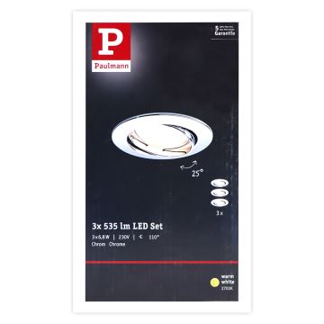 Paulmann 93982 - SADA 3xLED/6,8W IP23 Koupelnové podhledové svítidlo COIN 230V