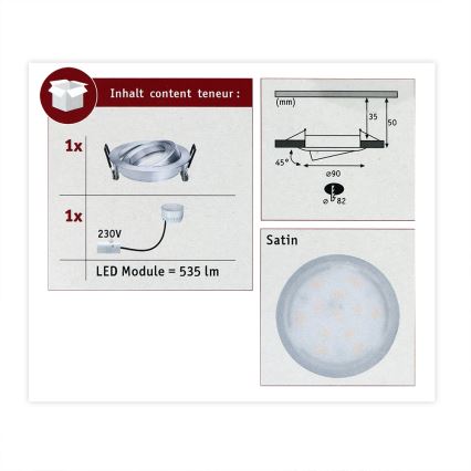 Paulmann 93983 - LED/6,8W IP23 Koupelnové podhledové svítidlo COIN 230V