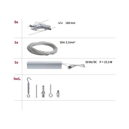 Paulmann 94108 - SADA 5xLED/4,3W Bodové svítidlo do lankového systému MAC 230V matný chrom