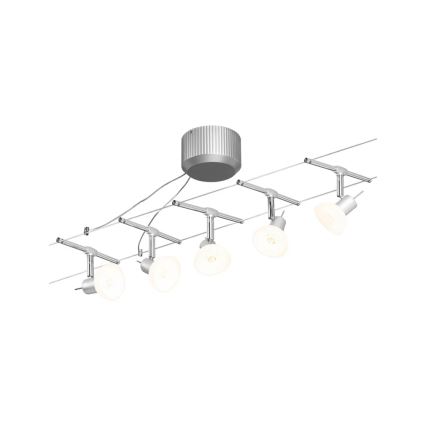 Paulmann 94136 - SADA 5xGU5,3/10W Kompletní lankový systém SHEELA 230V lesklý chrom