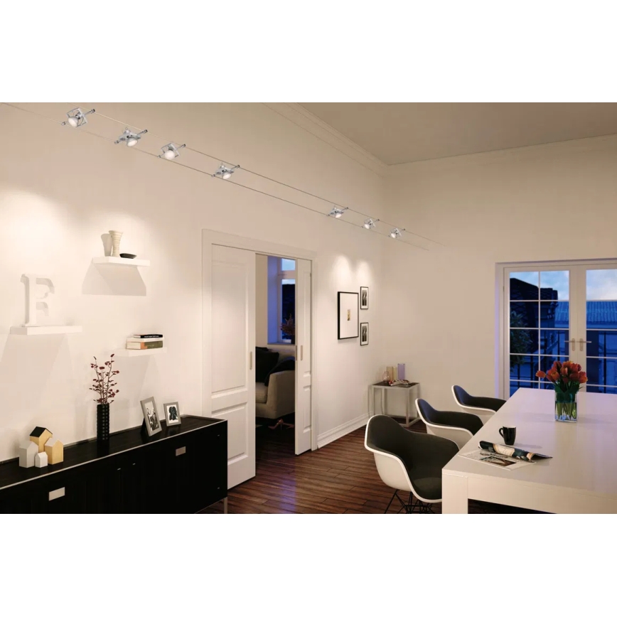 Paulmann 94152 - SADA 7xGU5,3/10W Kompletní lankový systém MAC 230V matný chrom