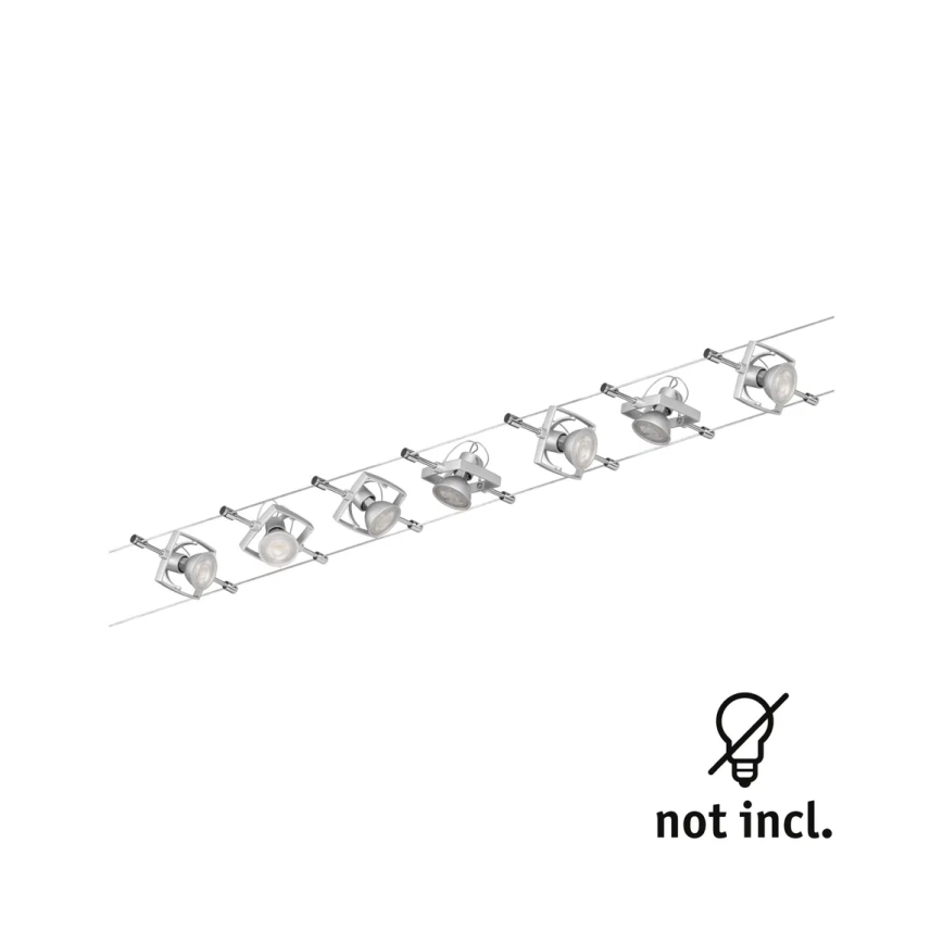 Paulmann 94152 - SADA 7xGU5,3/10W Kompletní lankový systém MAC 230V matný chrom