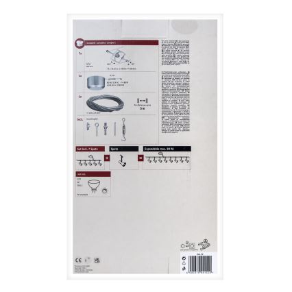 Paulmann 94152 - SADA 7xGU5,3/10W Kompletní lankový systém MAC 230V matný chrom
