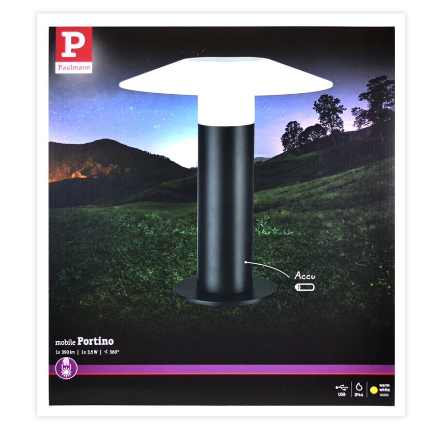 Paulmann 94206 - LED/3,5W IP44 Venkovní přenosná lampa PORTINA 5V