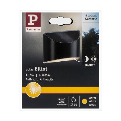 Paulmann 94233 - LED/0,05W IP44 Solární nástěnné svítidlo ELLIOT 1,2V