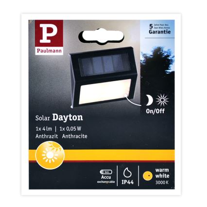 Paulmann 94234- LED/0,05W IP44 Venkovní solární svítidlo se senzorem DAYTON 1,5V