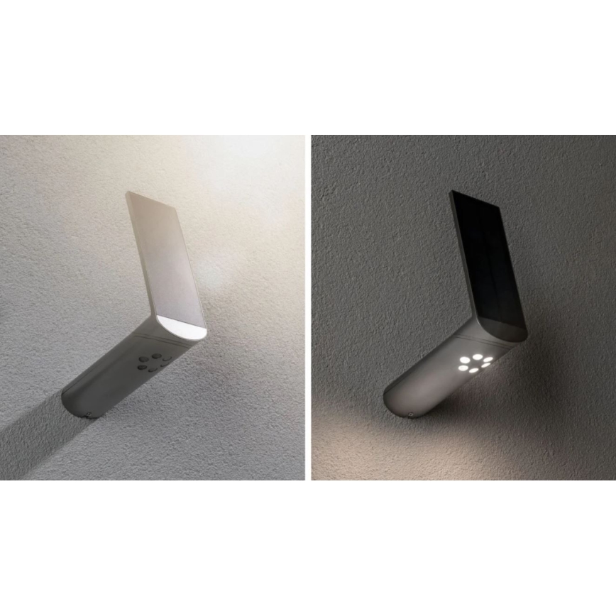 Paulmann 94261 - LED/1,2W IP44 Solární nástěnné svítidlo se senzorem ILIAS 3,7V
