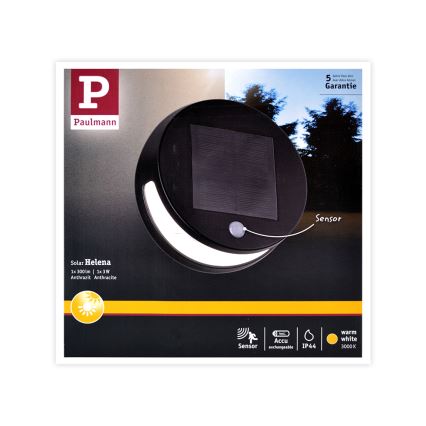 Paulmann 94265 - LED/3W IP44 Venkovní solární svítidlo se senzorem HELENA 3,7V