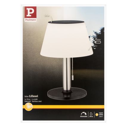 Paulmann 94309 - LED/0,8W IP44 Stmívatelná solární lampa LILLESOL 3,7V 2000 mAh