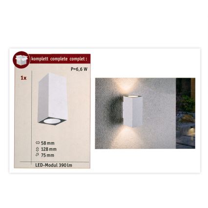 Paulmann 94330 - 2xLED/2,8W IP44 Venkovní nástěnné svítidlo FLAME 230V bílá