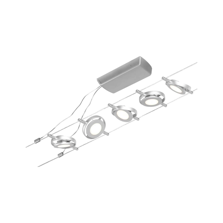 Paulmann 94414 - SADA 5xLED/4,5W Kompletní lankový systém ROUNDMAC 230V matný chrom