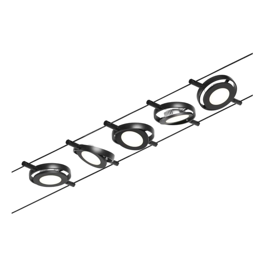 Paulmann 94418 - SADA 5xLED/4,5W Kompletní lankový systém ROUNDMAC 230V černá
