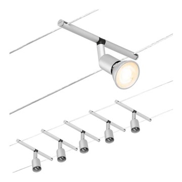 Paulmann 94442 - SADA 5xGU5,3/10W Kompletní lankový systém SALT 230V matný chrom