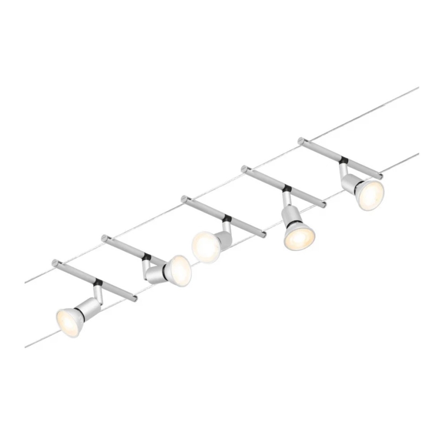 Paulmann 94442 - SADA 5xGU5,3/10W Kompletní lankový systém SALT 230V matný chrom