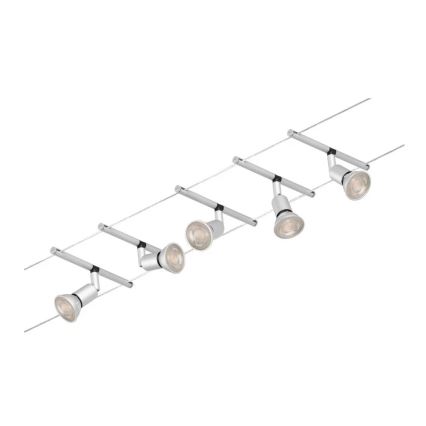 Paulmann 94442 - SADA 5xGU5,3/10W Kompletní lankový systém SALT 230V matný chrom