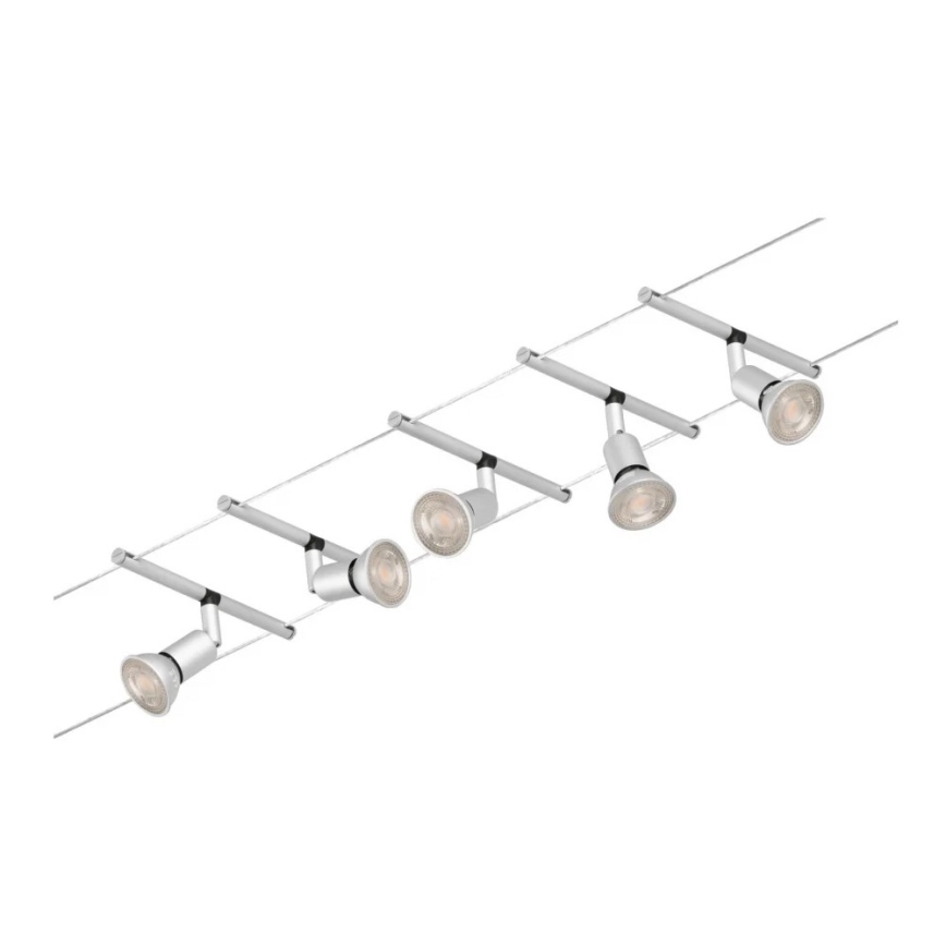 Paulmann 94442 - SADA 5xGU5,3/10W Kompletní lankový systém SALT 230V matný chrom