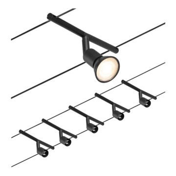 Paulmann 94446 - SADA 5xGU5,3/10W Kompletní lankový systém SALT 230V černá