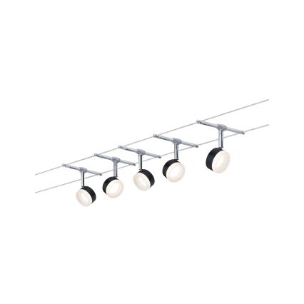 Paulmann 94457 - SADA 5xLED/4W Bodové svítidlo do lankového systému CLEAR 230V černá/lesklý chrom